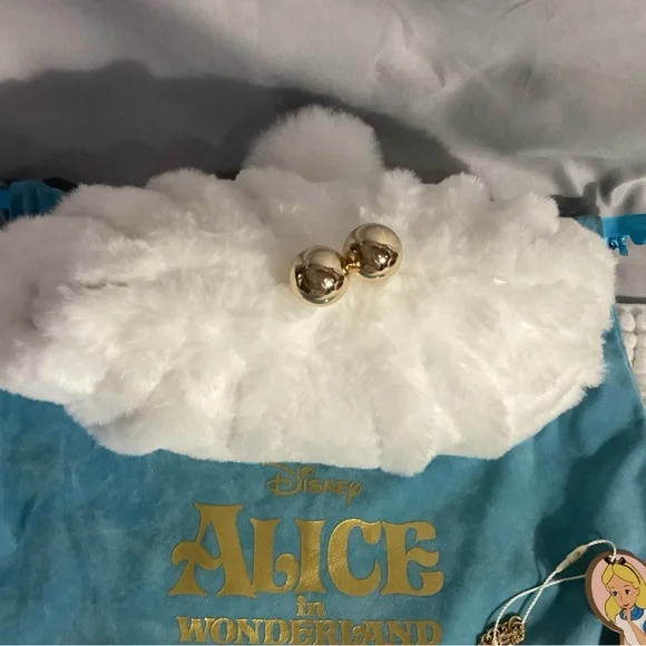 SPECTRUM Disney Alice in Wonderland White Kisslock Cosmetic Bag Clutch w/ Charm - Picture 8 of 10